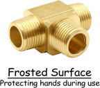 2PCS 3/8 Inch Brass Tee Pipe Fitting 3/8" NPT Male x 3/8" NPT Male x 3/8" NPT Male for Water/Oil/Gas