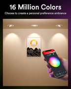 Lumary 4 Inch Smart Gimbal Recessed Lighting, 9W 810Lm ETL-Listed Eyeball Soffit Light, 40° Tilt Directional Color Changing LED Ceiling Downlight, Work with Alexa/Google Assistant, CRI 90+, 4Pack