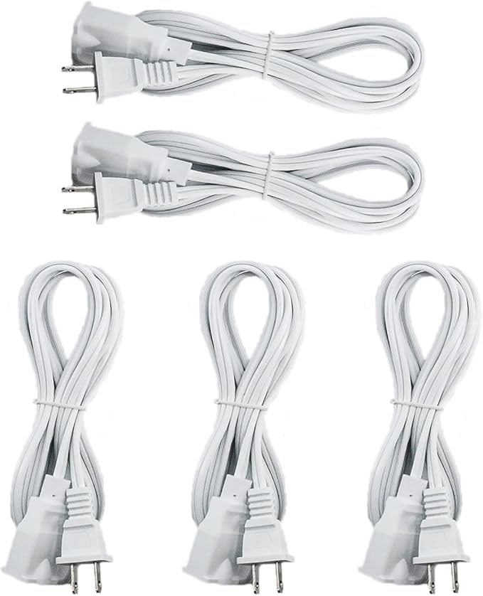 5Pack Extension Cord 10 FT, 2 Prong Power Cable for Indoor and Outdoor,US Male/Female Long Extension Cord for NEMA 1-15P to NEMA 1-15R