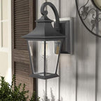 Emliviar Outdoor Wall Lantern, 1-Light Exterior Wall Mount Light with Clear Glass in Black Finish, 18" Height, 500181