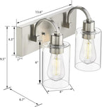 Emliviar 2-Light Bathroom Vanity Light - Bathroom Light Fixture in Brushed Nickel Finish with Clear Glass, YCE237B-2W BN