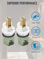 RP25513 Faucet Repair Kit – Compatible with Delta 3-Hole, 2-Handle Series, Includes RP24096 Cartridge, RP4993 Seat & Spring, RP24097 1/4 Turn Stop (2-Pack)