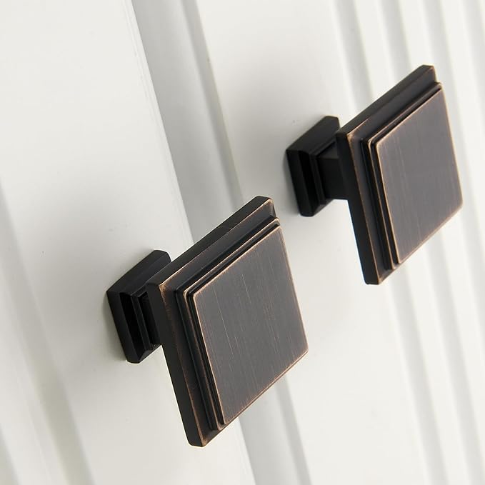 10 Pack Oil Rubbed Bronze Cabinet Knobs Drawer Knobs Modern Cabinet Pulls Kitchen Cabinet Handles Kitchen Cabinet Hardware Timeless Drawer Pulls for Dresser Cupboard Wardrobe, ORB(1x10)