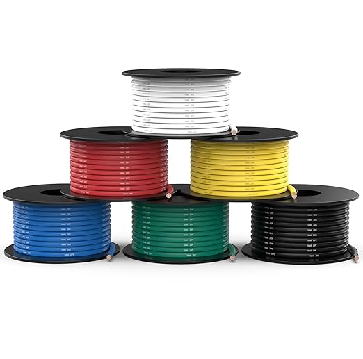 NAOEVO 16 Gauge Wire 90ft, 16 AWG Wire 6 Colors 15ft Each Spool, Flexible Silicone Tinned Copper Electrical Cable, Wiring kit for Breadboard/Automotive/DIY/Battery, 200℃
