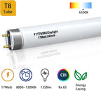 12 Pack 17W 24in T8 Bright White Fluorescent Tube, F17T8/865 6500K Daylight,2 Foot T8 Linear Fluorescent Lamp,Medium Bi-Pin (G13) Base,1350 Lumens