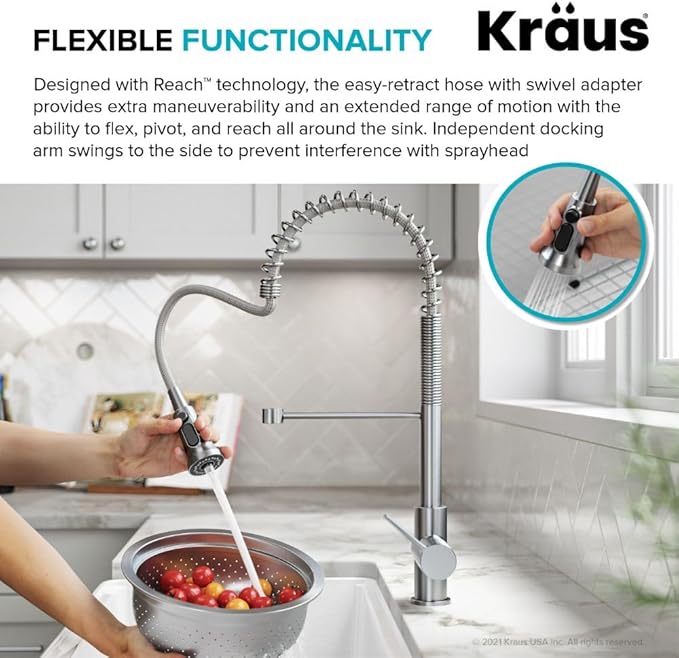 KRAUS Britt 2-in-1 Commercial Style Pull-Down Single Handle Water Filter Kitchen Faucet for Reverse Osmosis or Water Filtration System in Spot Free Stainless Steel, KFF-1691SFS
