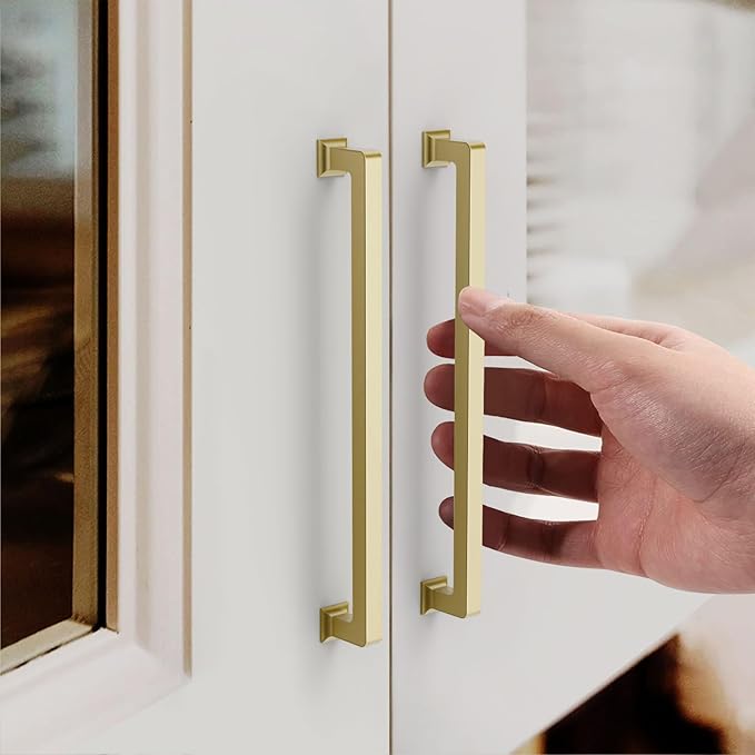 FILTA 9 Inch(224mm) Hole Centers Gold Cabinet Handles(Set of 10),Gold Cabinet Pulls Zinc Alloy Kitchen Cabinet Pulls Cabinet Hardware for Cabinets Cupboard Drawer