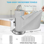 AIDEA Microfiber Cleaning Cloth Roll, 50PK, Paper Towels Reusable Grey Tear Away Towels, Washable Shop Rags, Microfiber Towels for Cars, Lint Free Rags for House, Kitchen, Window,11.5"×11.5"