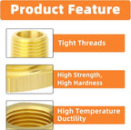 GASHER 5Pcs Brass Reducer Hex Bushing 1/2" NPT Male x 1/8" NPT Female, Brass Threaded Pipe Fitting