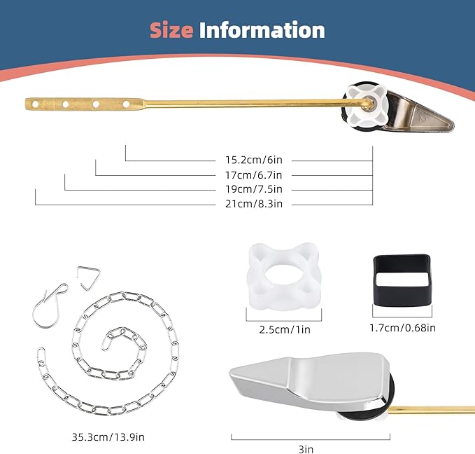 iFealClear Universal Metal Toilet Handle Replacement, Front Mount Toilet Flush Trip Lever Compatible with American Standard/Mansfield/TOTO/Kohler Toilets, Stainless Steel Flapper Chain, Chrome