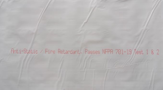 PAD ‘N PROTECT Flame Retardant/Fire Rated 10 Mil Plastic Sheeting 10' x 100', Anti-Static, Greenhouse Plastic, Durable Plastic Sheeting, Passed NFPA 701 Test 1&2 (Printed on The Sheet)(10 Mil)