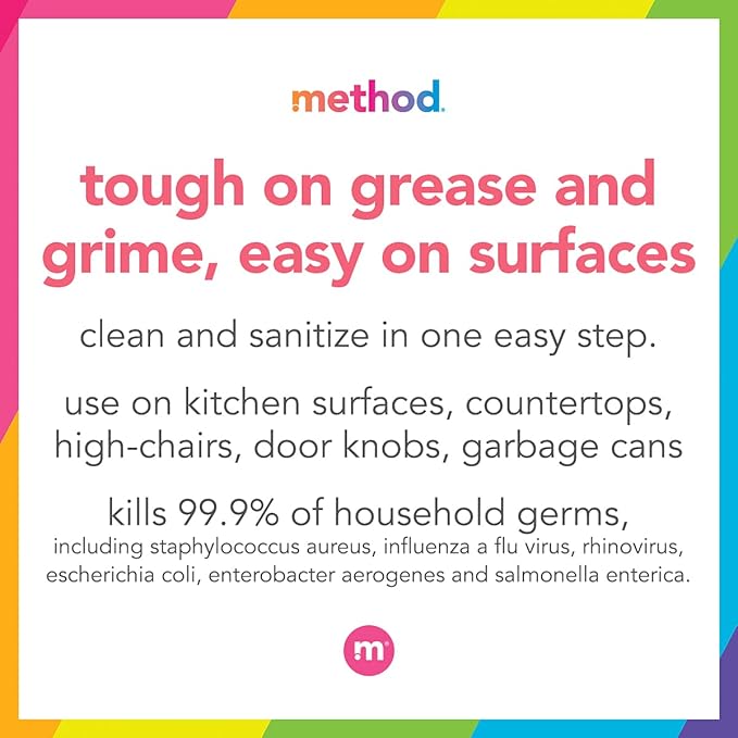 Method Antibacterial All Purpose Cleaner Spray, Wildflower, Kills 99.9% of Household Germs, 28 fl oz (Pack of 8)
