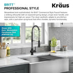KRAUS Britt Commercial Style Pull-Down Single Handle Kitchen Faucet in Matte Black/Spot-Free Black Stainless Steel, KPF-1691MBSFSB