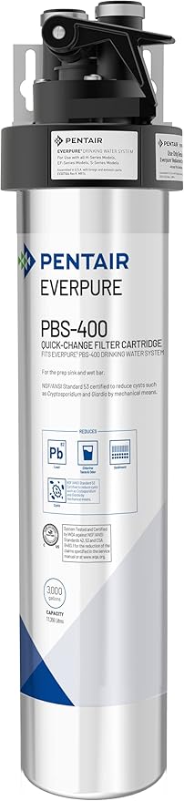 Pentair Everpure PBS-400 Drinking Water System, EV927085, Ideal for use in Prep Sink and Wet Bar, Includes Filter Head, Filter Cartridge, All Hardware and Connectors