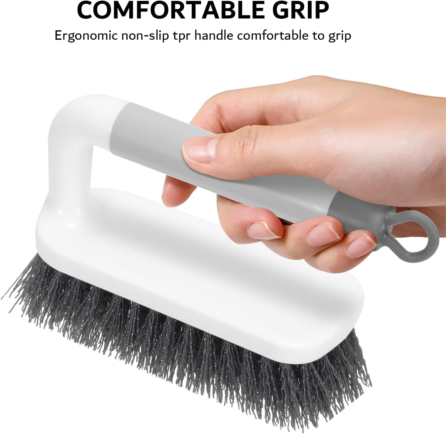 SetSail Scrub Brush, Small Cleaning Brushes with Handle, Comfort Grip Shower Scrubber for Cleaning Bathroom, Tub, Kitchen, Sink, Floor, Carpet, 2 Pack (Grey)