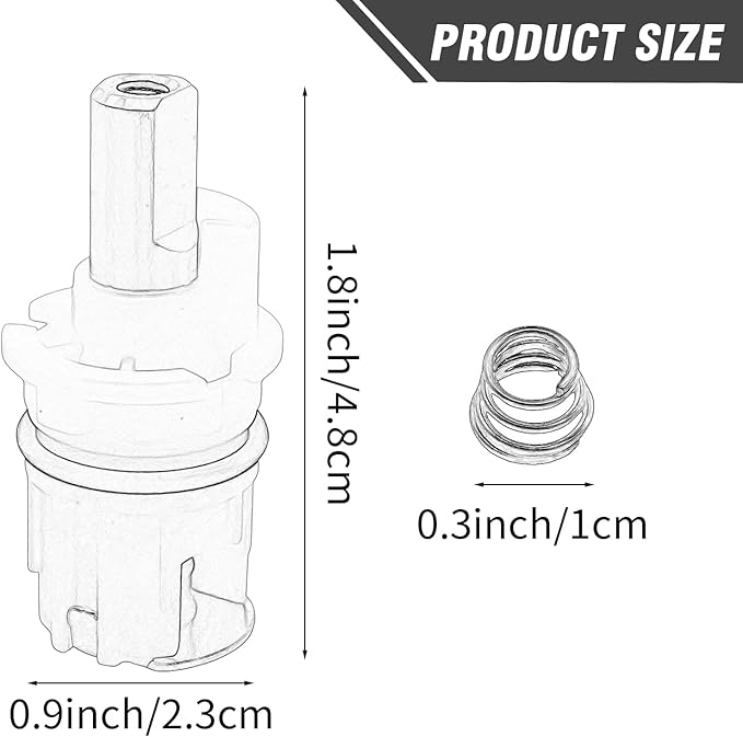 2Pcs RP25513 Faucet Stem, Faucet Repair Kit with RP24096 Cartridge RP4993 Seat and Spring RP24097 Turn Stop1/4, Replace for Fixing Leakage