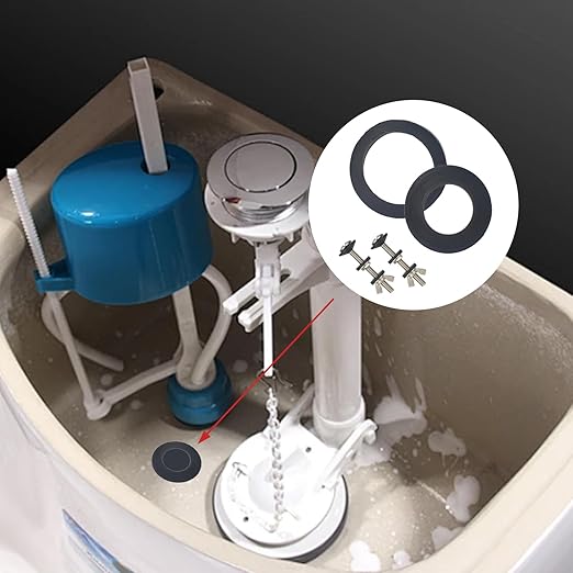 Universal Toilet Tank to Bowl Gasket & Tank to Bowl Bolts, 2 Kind Gasket and 4 Pieces 5/16 * 3.15 Inch Toilet Tank Bolts, Fit Most 2-Inch and 3-Inch Flush Valve Opening