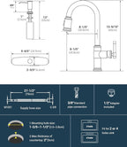 DAYONE Vintage Kitchen Faucet with Soap Dispenser, Single Handle High Arc Antique Pull Out Kitchen Sink Faucets with 3-Mode Pull Down Sprayer, APS136 (Standard, Brushed Nickel)