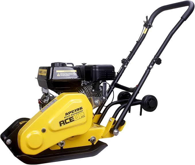 Aceup Energy Plate Compactor 6.5HP 196cc Gas, 21x14.6inch Plate 2700lbs Gas Compaction Force 5500VPM, Ground Compactor Tamper Pavement Compaction Rammer with Wheel