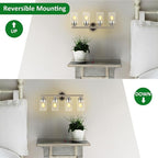 DLLT Bathroom Light Fixtures, Silver 4-Light Wall Sconces Lighting with Clear Glass Shade, Bath Vanity Light for Power Room, Mirror, Kitchen, Bedroom, Hallway (E26 Base Bulbs Not Included)