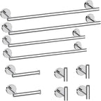 Newfun 10 Pieces Polished Chrome Bathroom Hardware Set - Includes 24inch Towel Bar, Robe Hook, Toilet Paper Holder, Bathroom Accessories Set Stainless Steel Wall Mounted