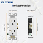 ELEGRP Glossy White Decorator Electrical Wall Outlet Receptacle, 20A 125V Standard Outlets, 2 Pole 3 Wire, Non-Tamper Resistant, NEMA 5-20R, Self-Grounding Wall Outlet, UL Listed, 20 Pack