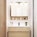 4-Light Brushed Nickel Vanity Light Fixture with White Glass Shade for Bathroom Over Mirror, 31.5 Inches