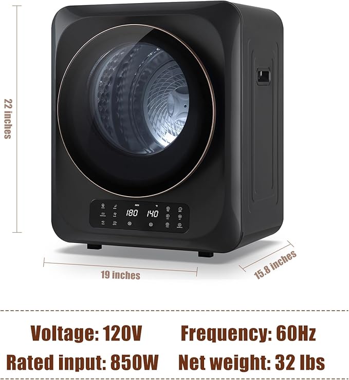 Auertech Portable Washer and Dryer Combo Set, 12 lbs Portable Clothes Dryers, 6 Drying Modes, 25 lbs Fully Automatic Washing Machine, 10 Wash Cycles, Compact Washer and Dryer for Apartment, RV, Dorm