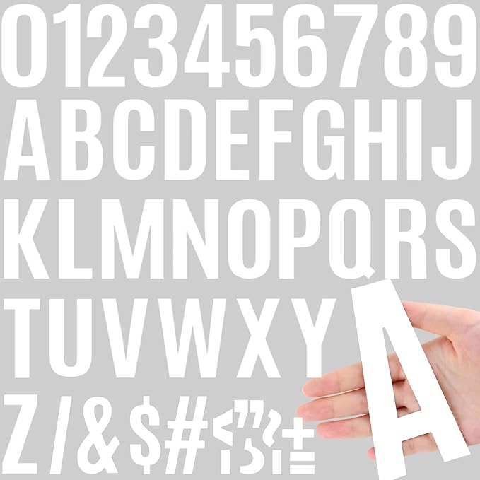 220 PCS Letter Stickers Big Font Mailbox Numbers and Letters Self Adhesive Vinyl Waterproof Alphabet Number Stickers for Bulletin Board Mailbox House Address,Cars,Poster,Business Decor(6 Inch,White)