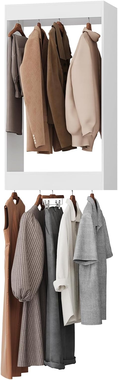 ROOMTEC 22.5" Double Hanging Closet Unit, Modular Closet System with Hanging Rod, Wardrobe Organizer for Bedroom or Walk-in Closet, Wall Mounted, Customizable Clothes Storage Unit, White