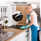 ThermoMate 2 Burners Electric Cooktop, 12 Inch Built in Electric Radiant Stove Top, 3200W Ceramic Glass Cooktop with Sensor Touch Control, 9 Heating Level, Chlid Lock & Timer, 220-240V Hard Wire