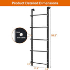 5-Rung Window Well Ladder Hooked, Heavy Duty Steel Fire Escape, Powder-Coated Basement Egress Wall Mounted, 56.2" Lx17.9 W, Black