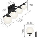 New Bathroom Vanity Light Fixtures Matte Black Milk White Globe Glass Shade 4 Lights Modern Wall Bar Sconce Over Mirror(4 lights-35.43inch)