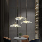 Glass Pendant Lights Full Brass Modern Pendant Lighting Fixture 11 Inch with Rippled Transparent Shade Adjustable Hanging Lamp for Dining Room and Kitchen Island