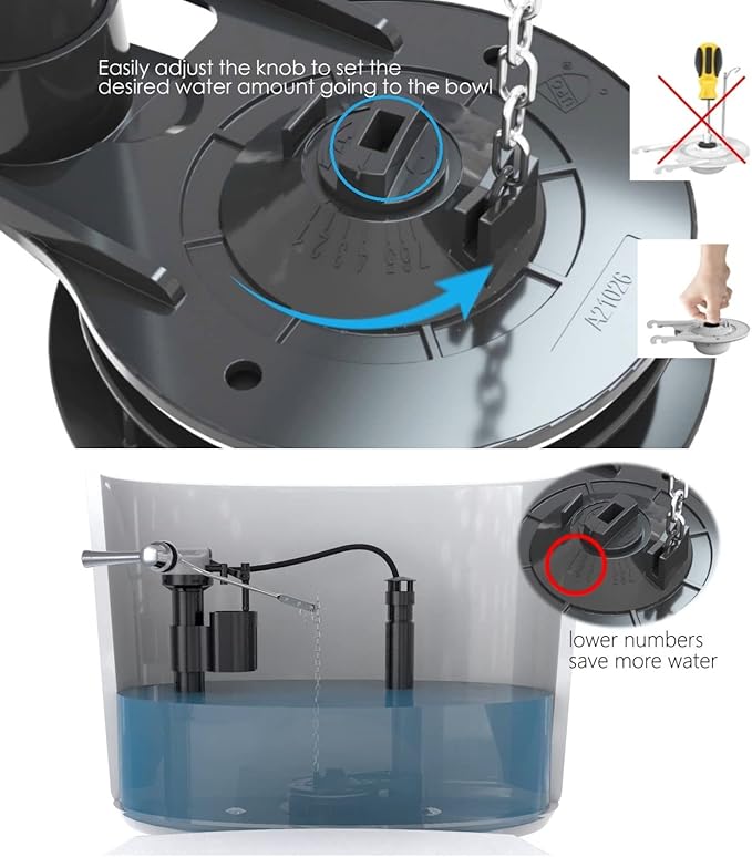 R&T 3-Inch Toilet Flapper Valve Adjustable Flush Volume Toilet Repair Kit for 2-piece Toilet A21026