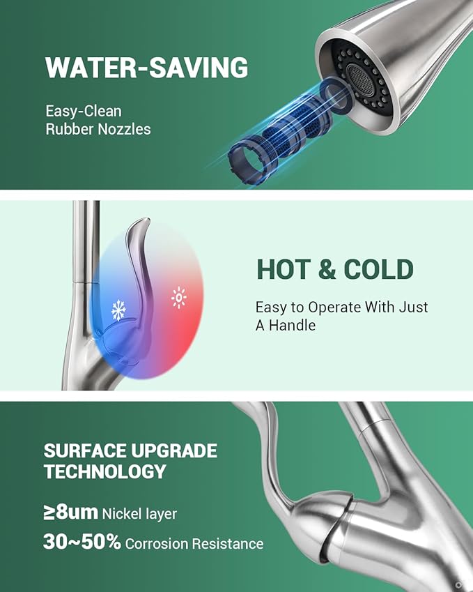 APPASO Patented Kitchen Faucet with Pull Down Sprayer and Soap Dispenser - Single Handle Stainless Steel Brushed Nickel High Arc Pull Out Kitchen Sink Faucets with Deck Plate