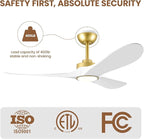 52" Ceiling Fans with Lights, Low Profile Modern Ceiling Fan with Remote Control, DC Motor, Reversible, 3CCT, Dimmable, Noiseless, Indoor Outdoor Ceiling Fans for Bedroom, Living Room, Dining Room