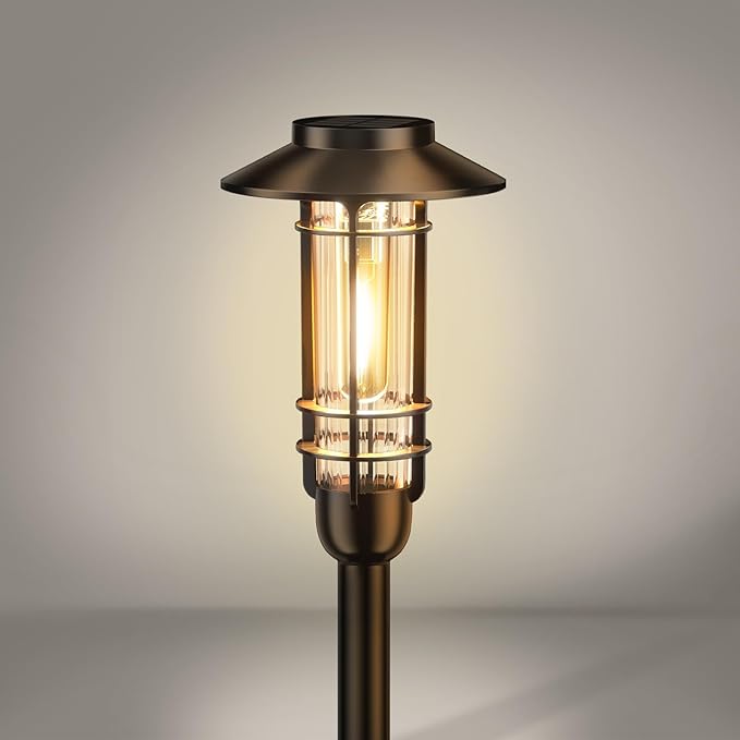 4 Pack Solar Pathway Lights Outdoor, Upgraded Bright Solar Powered Garden Light Outside, Waterproof Outdoor Lighting for Landscape Lawn Patio Yard Path Driveway Walkway Decor, Warm White