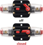 Circuit Breaker 20A 20-300amp Reset Fuse Holder Inline Fuse for Car Audio and Amps Overload Protection 12V-24V DC Replace Fuses