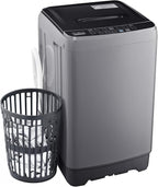 Portable Clothes Washing Machines 17.8LBS Full Automatic Washer and Spinner Combo with 10 Programs and 8 Water Levels, Compact Laundry Wash Machine for Apartment RV Dorm Home, Grey