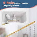 Polished Gold Universal Toilet Handle Replacement, Front Mount Toilet Flush Compatible with American Standard/Mansfield/TOTO/Kohler Toilets, Brass Toilet Trip Lever, Stainless Steel Flapper Chain