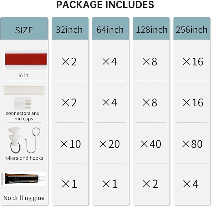 Self Adhesive Curtain Track Ceiling Or Wall No Drill Rod, Adhesive Curtain Rod For Windows Cabinet Closet Bathroom Shower (128 Inch)