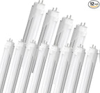 LED Fluorescent Light Bulbs 48 inch T8 LED Bulbs Type A+B,24W 3000LM Plug & Play or Ballast Bypass, Single and Double End Powered,5000K Frosted Cover,T8 T10 T12 4FT Tube Lights Replacement,12-Pack