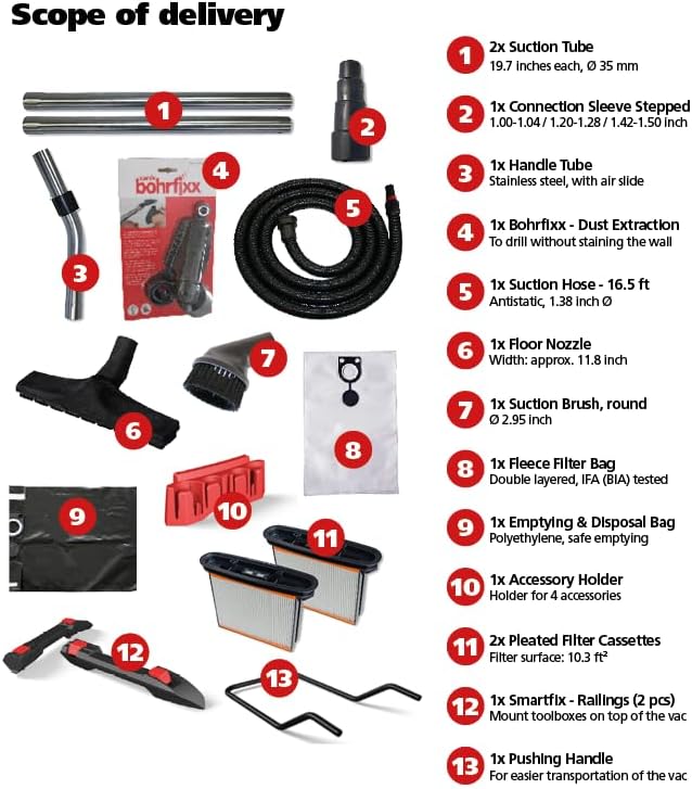 Starmix 1635 "The Ultimate 9.2 Gallon/35L High Performance Multi-Use Portable Dust Extractor - Wet/Dry - Auto Self-Clean Filter System - HEPA Certified, 103365
