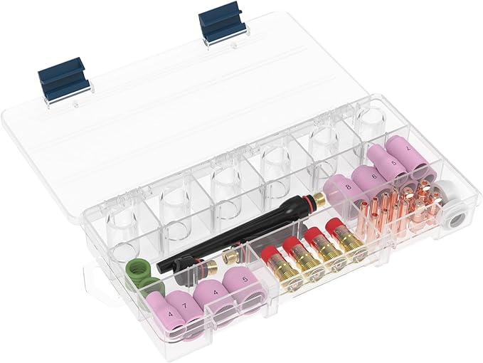 TOOLIOM 49PCS TIG Welding Torch Accessories Kit Stubby Gas Lens Glass Cup Ceramic Cup Back Cap Kit for WP-17/18/26