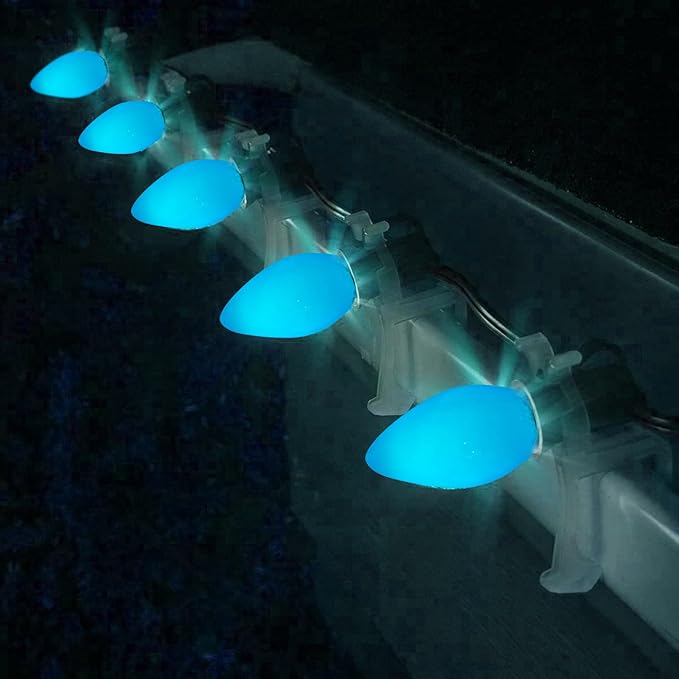 Abeja C7 Ceramic Christmas Replacement Bulbs, Blue Ceramic Christmas Lights Great for Night Lights, Decorative Lights and Christmas Strings, 25 Pack