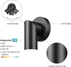 GLOBE Electric 64000113 4.5" Convertible Wall or Ceiling Mount LED Integrated Track Lighting Spotlight, Matte Black, Adjustable Pivoting Head, 9W, 500 Lumens, 3000 Kelvin, Dimmer Switch Compatible