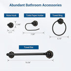 DEWENWILS Bathroom Light Fixtures, 5-Piece All-in-One Bathroom Vanity Lights Over Mirror, 3-Light Bath Wall Mount Sconce with Clear Glass Shade, Towel Bar, Ring, Robe Hook, Toilet Paper Holder