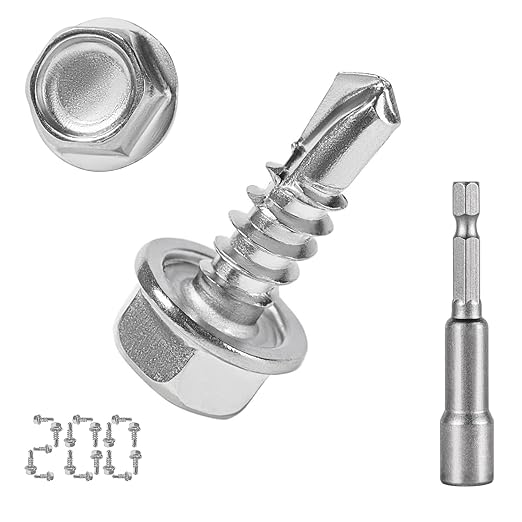 200 PCS #8 x 1/2'' Sheet Metal Screws 410 Stainless Steel Hex Washer Head Fast Self Tapping Screws with Screwdriver