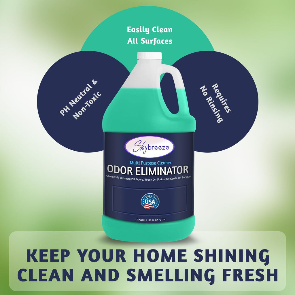 Multi Purpose Cleaner Pet Odor eliminator - pH Neutral - Strong Odor Floor Cleaner - Pet Odor Eliminator for Home - Best Scent Remover for Cat and Dog Pee All Purpose Cleaner 1 gallon (Sky Breeze)